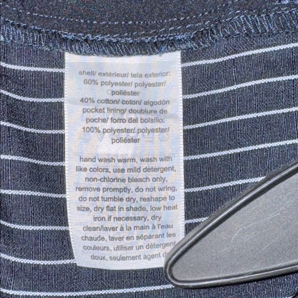 TOMMY HILFIGER Navy Pinstripe Tie Front High Rise Slacks Career Size L - Picture 9 of 14